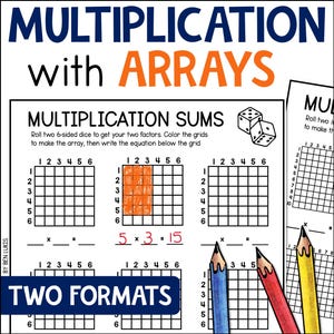 Multiplication Worksheets Math Practice Sheets for Kids, Multiplication Arrays, Learning Printable PDF, 2nd 3rd 4th Grade Classroom