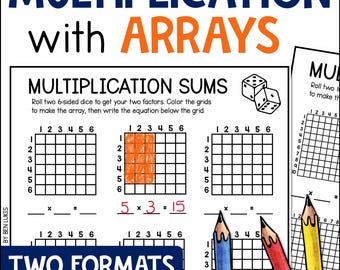 Multiplication Worksheets Math Practice Sheets for Kids, Multiplication Arrays, Learning Printable PDF, 2nd 3rd 4th Grade Classroom