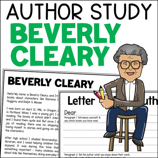 Beverly Cleary Author Study Worksheets, Children's Literature Digital Download, Educational PDF, Ramona Quimby Homeschool Activities