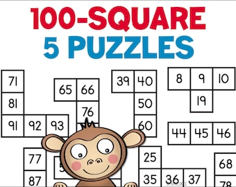 Place Value to 100 Jigsaws, 100 Chart Jigsaw Activity, Printable PDF Math Puzzles to Make 100, Numbers to One Hundred, 1st Grade, 2nd Grade