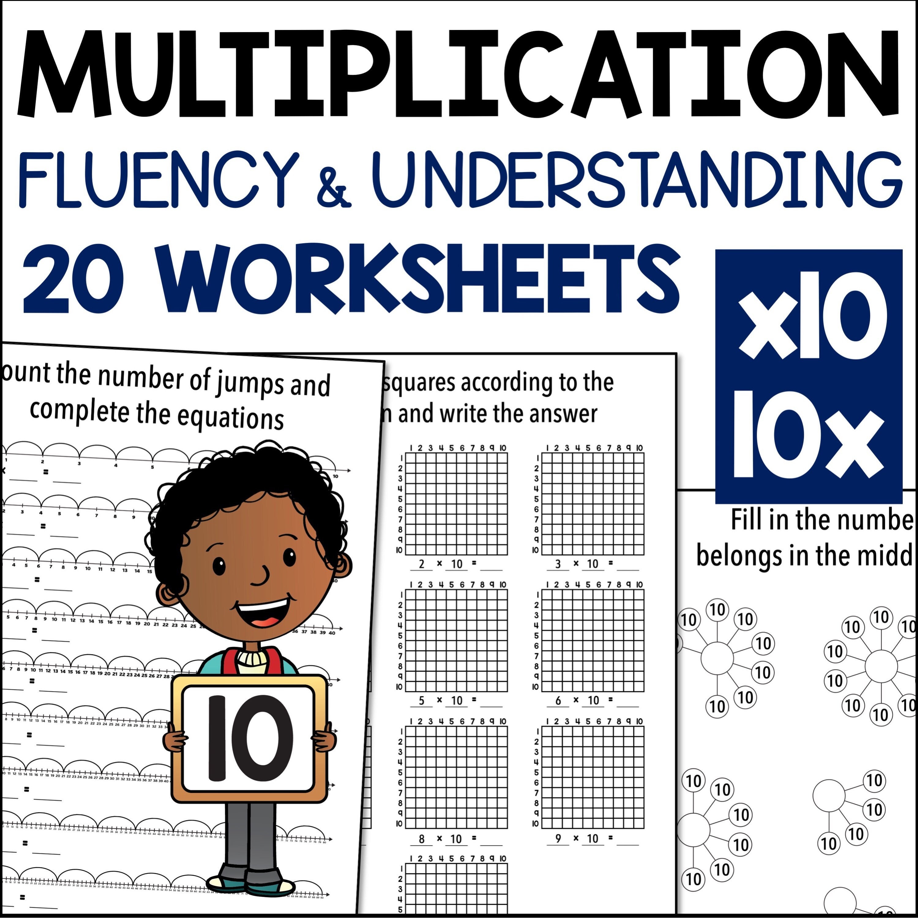 multiplication facts practice worksheets 10 times table etsy