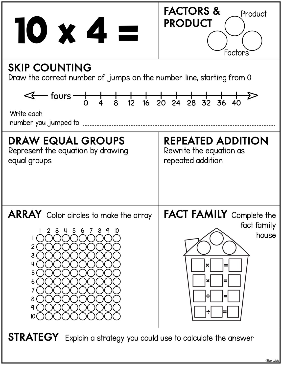 10 Times Table Multiplication Equation of the Day Practice Worksheets ...