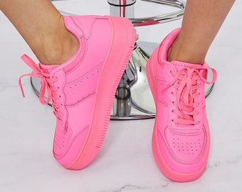 neon pink sneakers womens