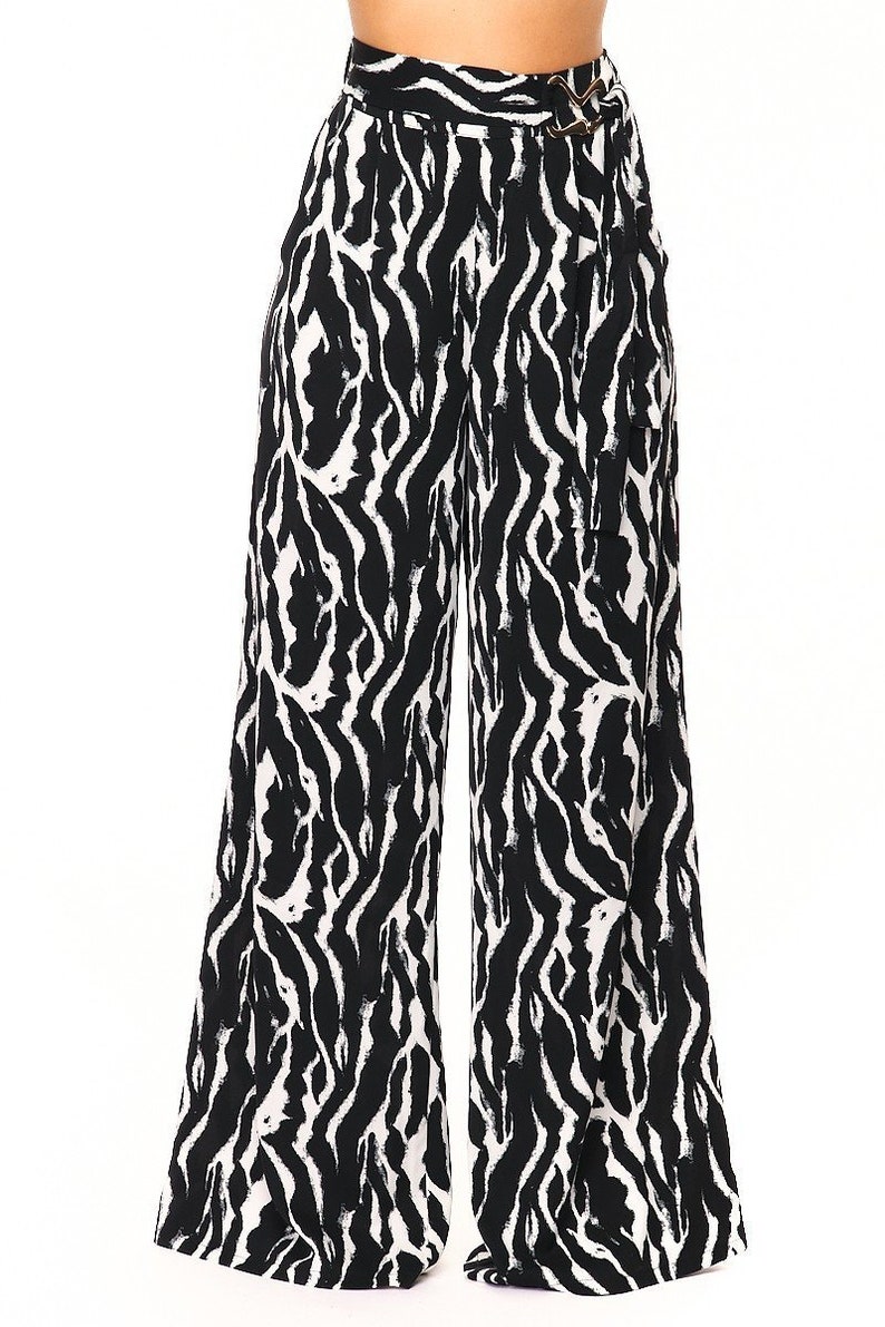 Sexy Black and White Fashion Woven Print Pants - Etsy