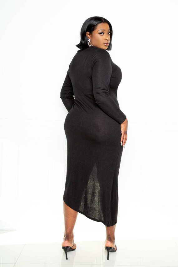 Black Asymmetrical Sweater Dress - Etsy