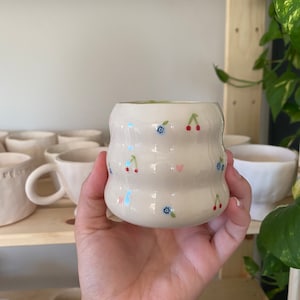 Bluecherry mug - handmade ceramic mug