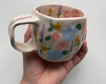 Flower garden handmade ceramic mug