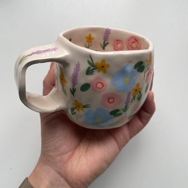 Flower garden handmade ceramic mug