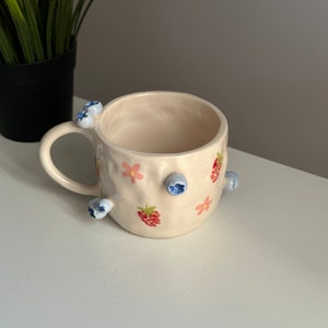 Handmade blueberry ceramic mug, Handmade Ceramic Mug, Ceramic Cup, Handmade Ceramic Gift