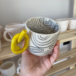 Topographic handmade ceramic mug