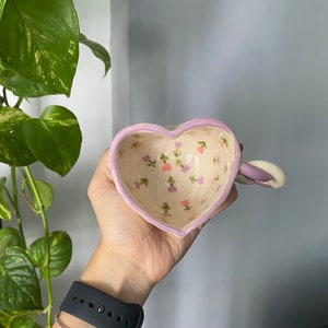 Tulip garden heart shaped mug