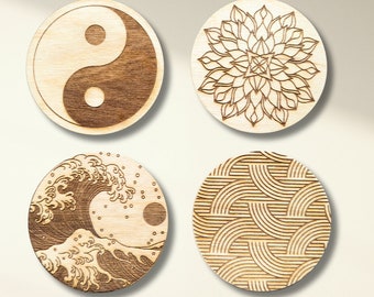 Sous-verre en bois "ZEN" / Sous-verre personnalisable