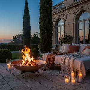 Handmade Copper Fire Pit, Outdoor Patio Fire Bowl, Copper Brazier, Garden Fireplace, Luxury Backyard Decor, Rustic Outdoor