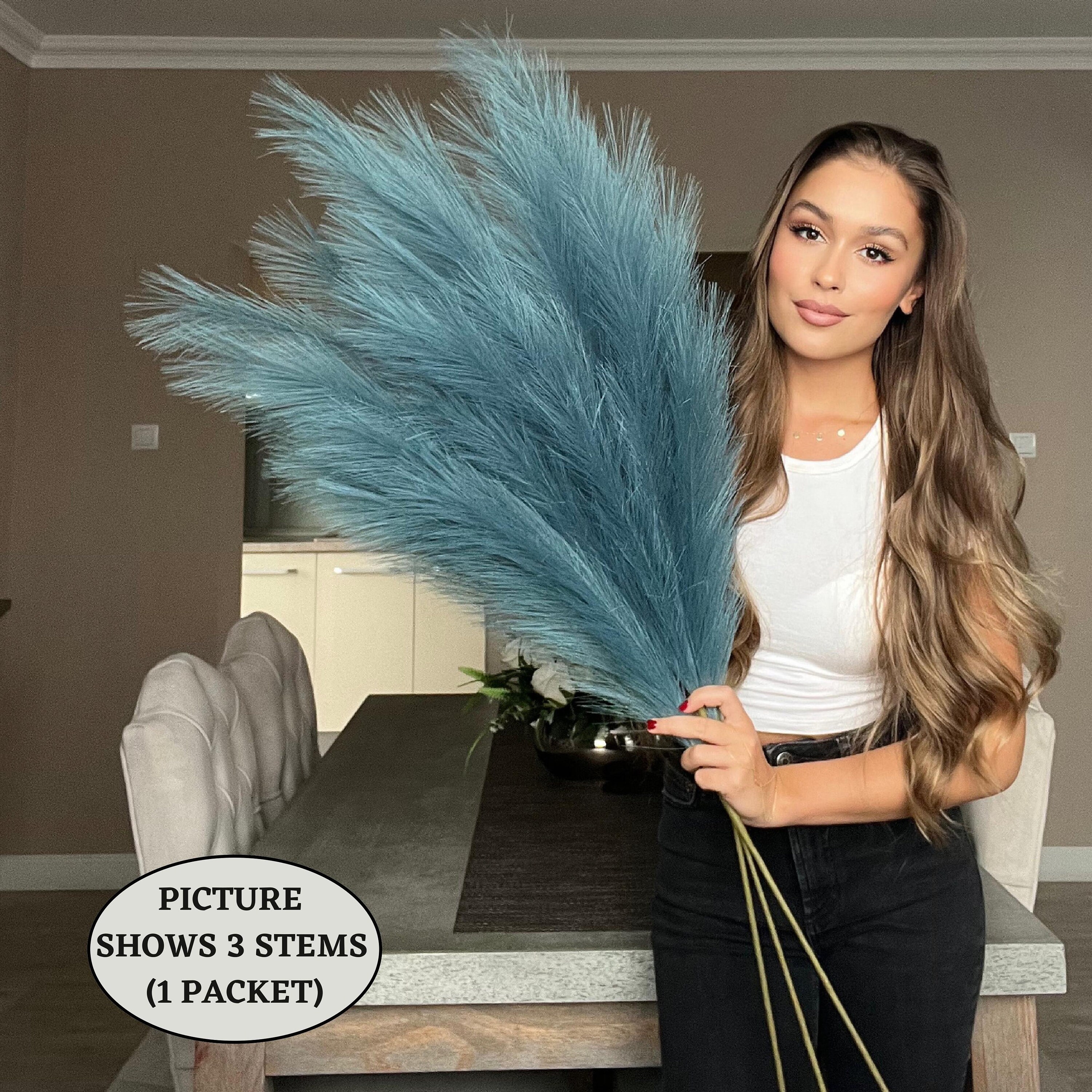 X6 茎 115 cm 特大 ふわふわ 新ブルー フェイク 人工パンパスグラス