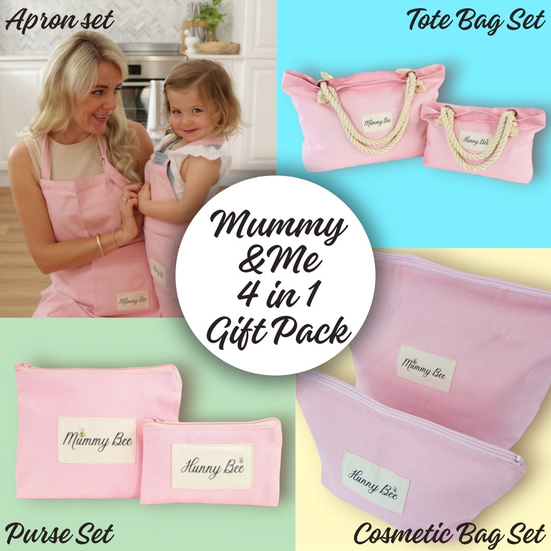 Matching Mum Daughter Gift Pack 4 in 1 Mother Daughter Christmas Gifts Mum and Me Tote Bags