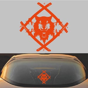 Xavier Wulf Hollow Squad デカール | 車の窓、ノートパソコン、ウォーターボトル用のダイカットビニールステッカー オレンジ