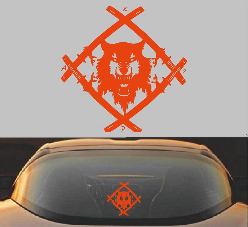 Xavier Wulf Hollow Squad デカール | 車の窓、ノートパソコン、ウォーターボトル用のダイカットビニールステッカー オレンジ