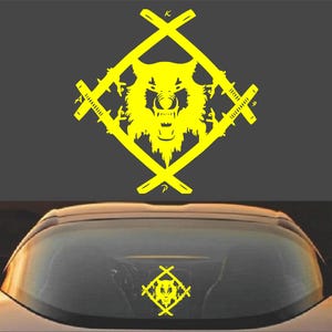 Xavier Wulf Hollow Squad デカール | 車の窓、ノートパソコン、ウォーターボトル用のダイカットビニールステッカー イエロー