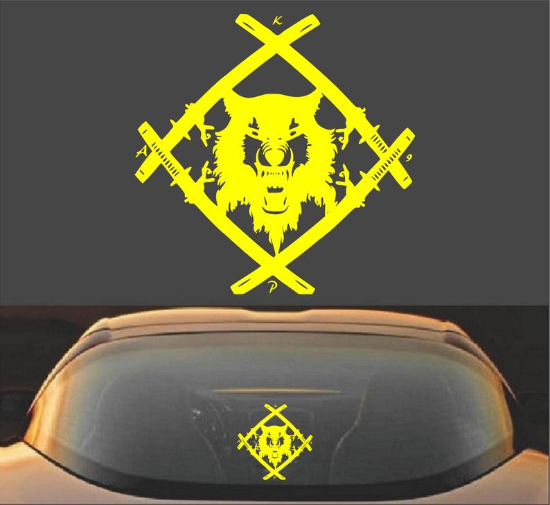 Xavier Wulf Hollow Squad デカール | 車の窓、ノートパソコン、ウォーターボトル用のダイカットビニールステッカー イエロー