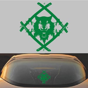 Xavier Wulf Hollow Squad デカール | 車の窓、ノートパソコン、ウォーターボトル用のダイカットビニールステッカー グリーン