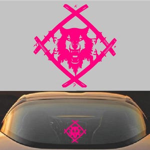 Xavier Wulf Hollow Squad デカール | 車の窓、ノートパソコン、ウォーターボトル用のダイカットビニールステッカー Hot Pink