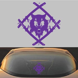 Xavier Wulf Hollow Squad デカール | 車の窓、ノートパソコン、ウォーターボトル用のダイカットビニールステッカー パープル