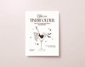 Tini Bit ältere Geburtstagseinladung EDITIERBAR, Espresso Martini-Einladung, trendige Geburtstagsfeier-Einladung, trendiges Geburtstagsthema