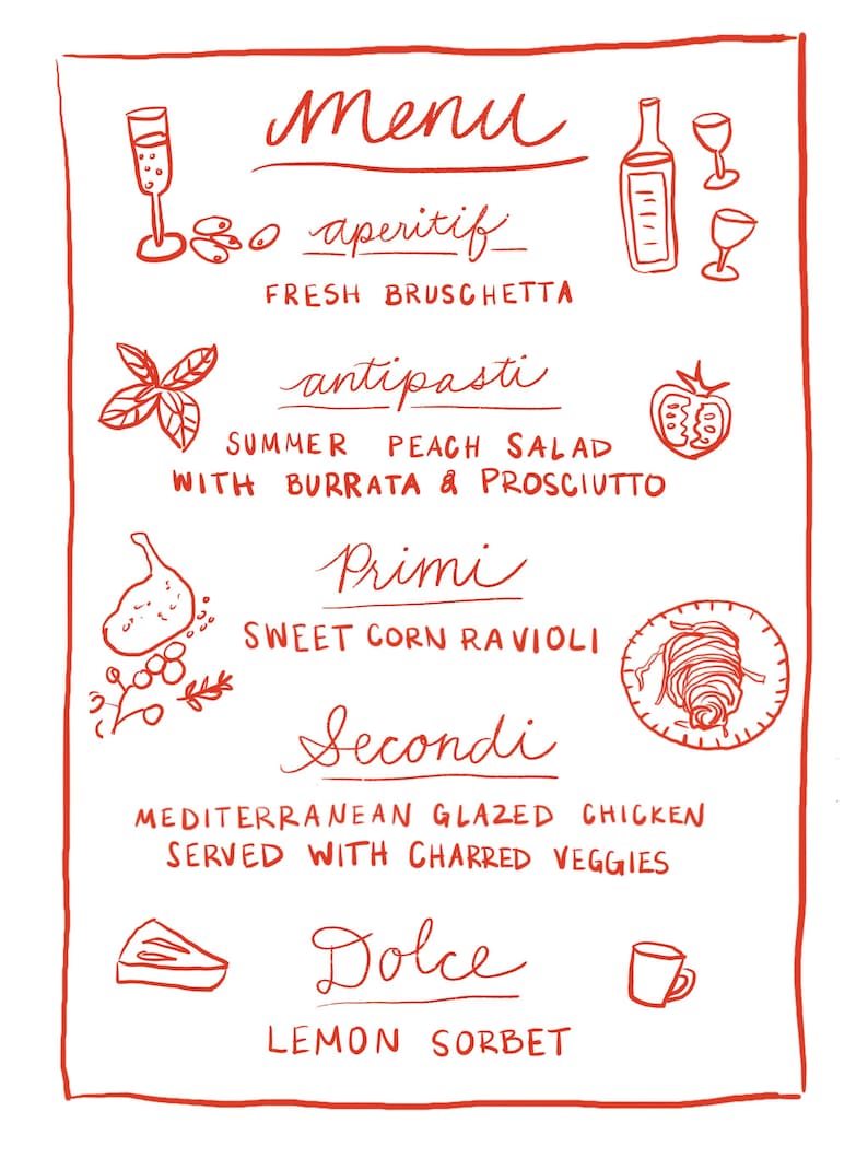 Handmade Menu Drawing Custom Hand-drawn Dinner Menu: Fun Whimsical Print - Etsy