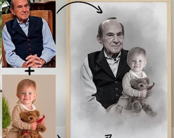 Add Deceased Loved One to Photo, Memorial Gift for Father, Add Person to Photo, Passed Away Person to Picture, Combine Merge Photos