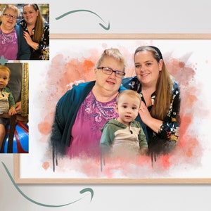 Drawing From Photo Custom Memorial, Picture With Deceased Loved One To Photo, Photo Merge , Combine Photos, Remembering Loved One,Edit Photo