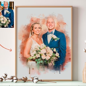 Customized Watercolor Portrait from Photo, Personalized Couple Art (Digital)