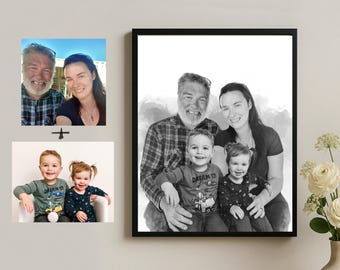 Bildcollage aus mehreren Bildern, personalisiertes Kunstwerk mit restaurierten und zusammengefügten Fotos