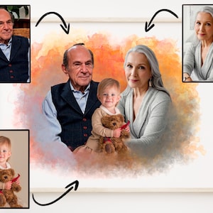 Add Custom Family Portrait From Photo, Deceased Loved One to Photo, Add Person to Photo, Add Passed away to Family Portrait, Combine Photos