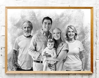 Custom Pencil Portrait From Photo: Family Memorial Art