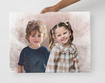 Personalized Couple Portrait from Childhood Photos, Anniversary Gift