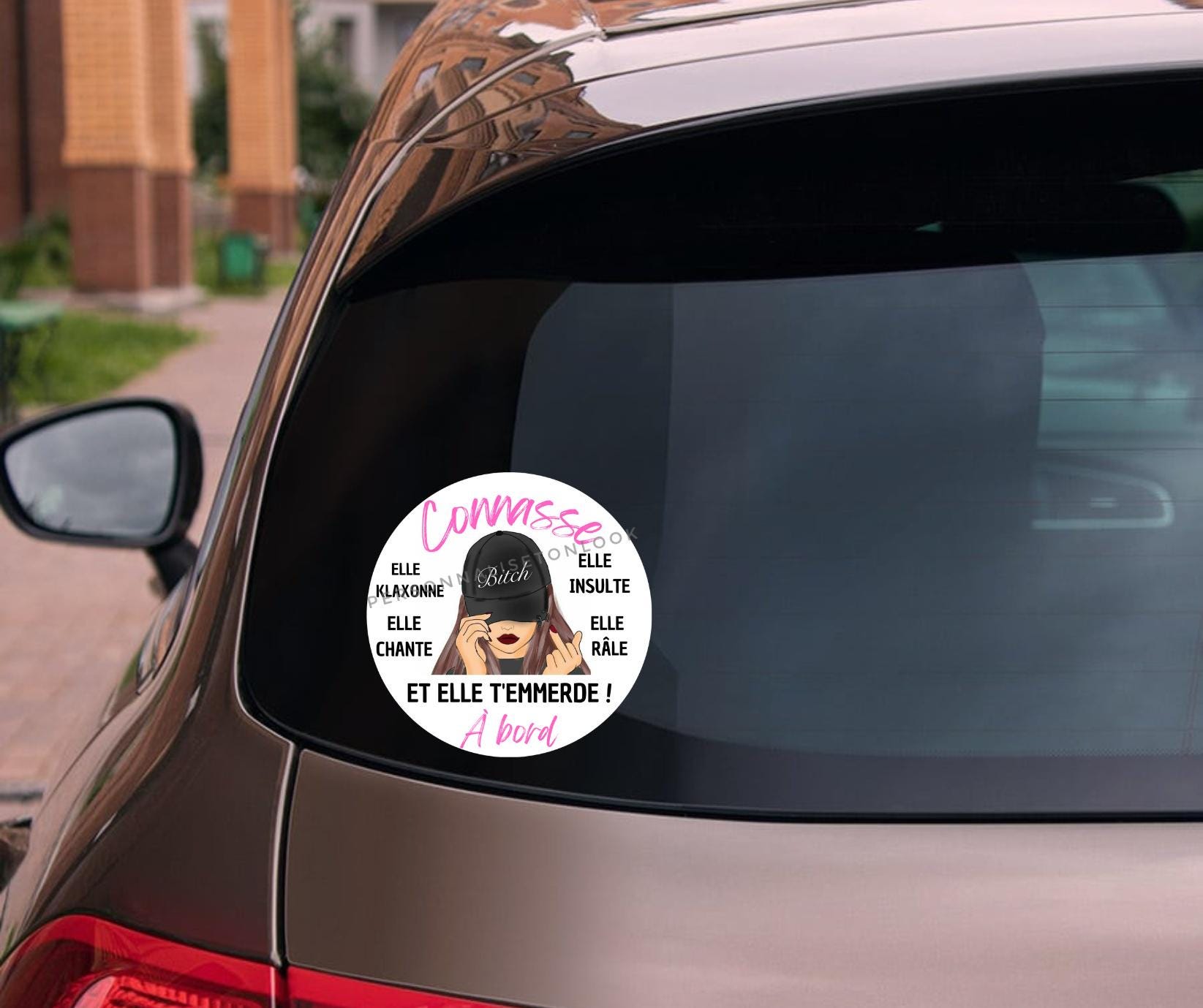 Stickers voiture humour connasse à bord autocollant pare-choc voiture ...