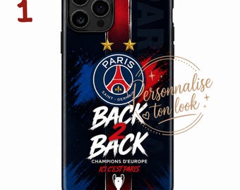 Coque telephone PSG Back 2 Back coque paris saint germain  iPhone & Android – Champions d'Europe Deux Étoiles Protection Renforcée portable