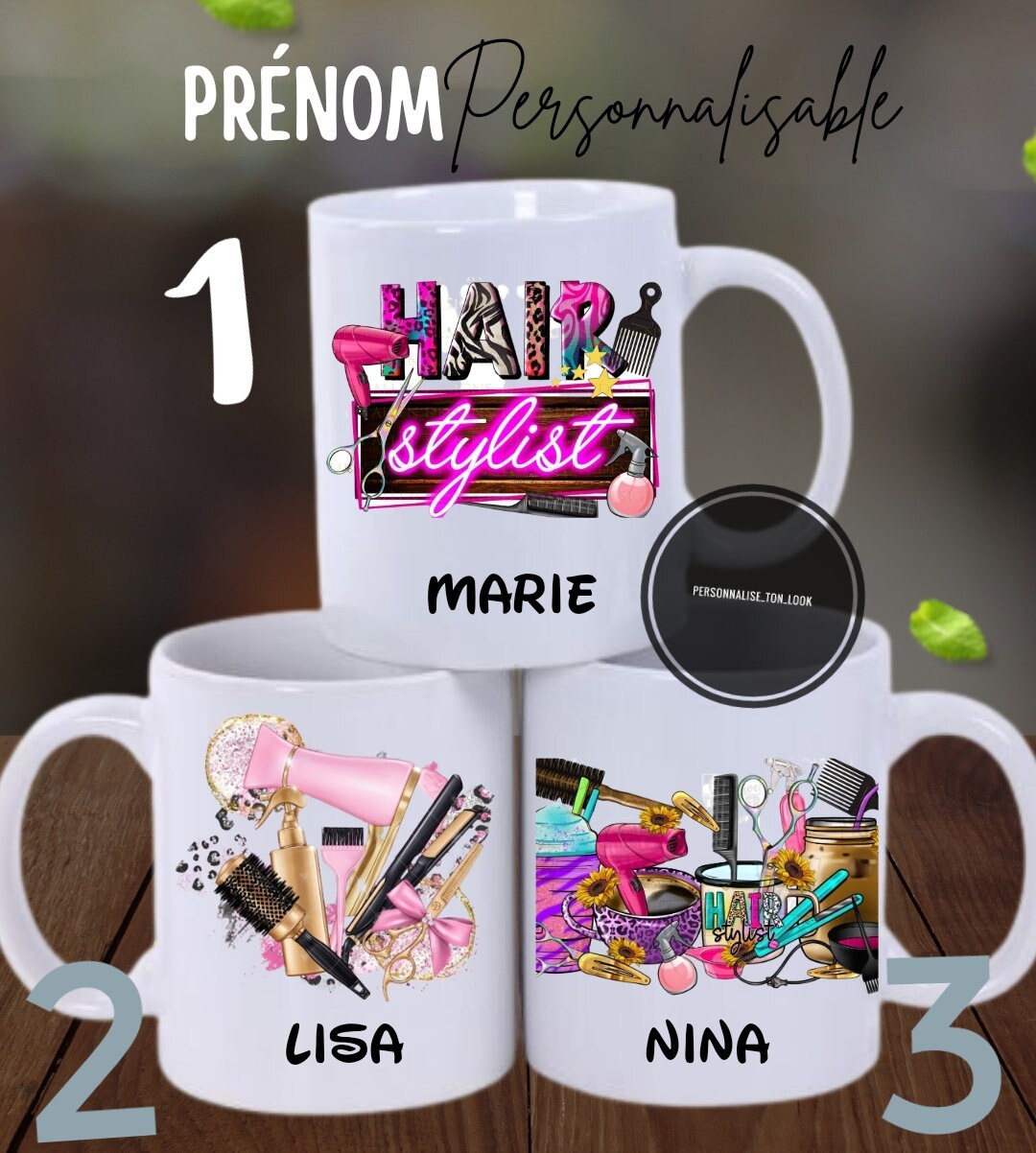 Mug coiffeuse mug métier coiffure personnalisable prénom personnalisé coiffeuse coiffeur