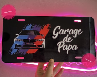 BMW garage plate, personalized workshop plate, customizable aluminum garage plate, men's gift, dad's gift, decorative wall plate