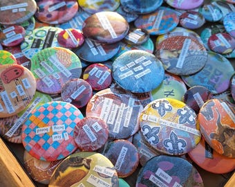 Handmade Pinback Button Grab Bag: Funny, Quirky, Inspiring Phrases