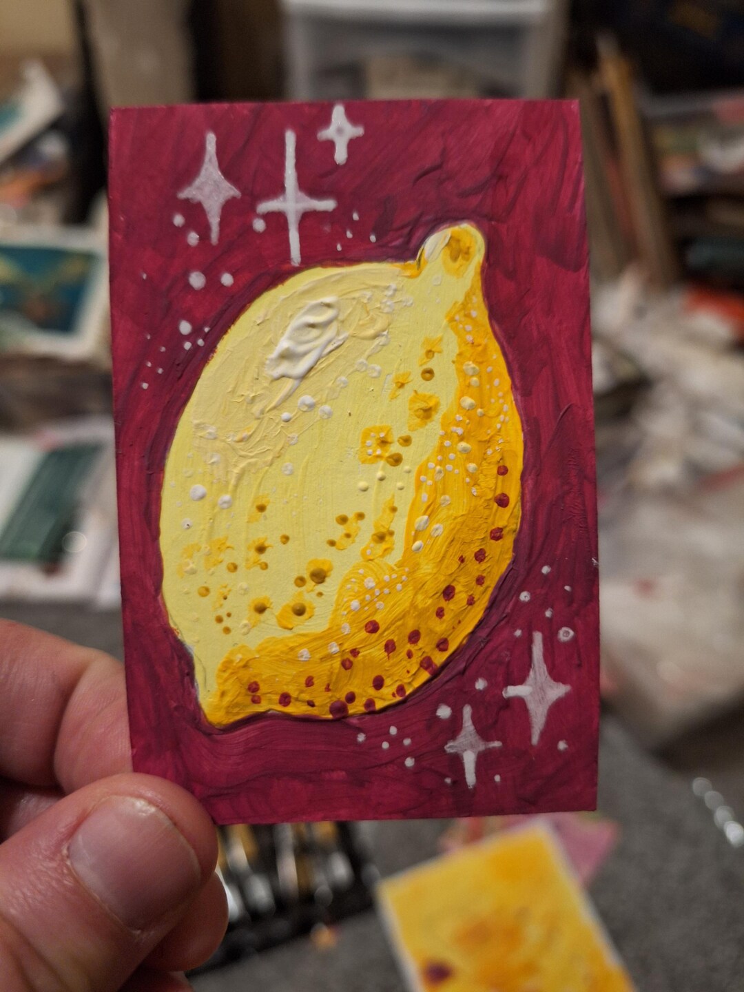 Lemon Trasing Gouache Lemon Artist Trading Card - Etsy
