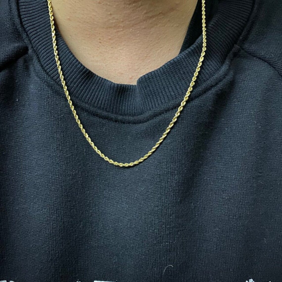 Real 18K 2 MM Solid Gold Rope Chain Necklace Men Women Etsy Real 18K 2 MM Solid Gold Rope Chain Necklace Men Women Etsy