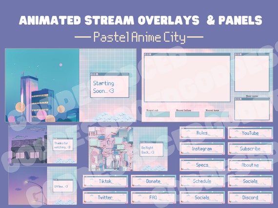 Pastel anime city twitch stream overlay package / / esthétique - Etsy France Pastel anime city twitch stream overlay package / / esthétique - Etsy France