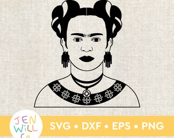 Frida Kahlo Portrait SVG: Modern Clip Art (Digital Download)
