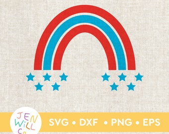 Red White Rainbow 4th of July SVG: Patriotic Design (Digital Download)