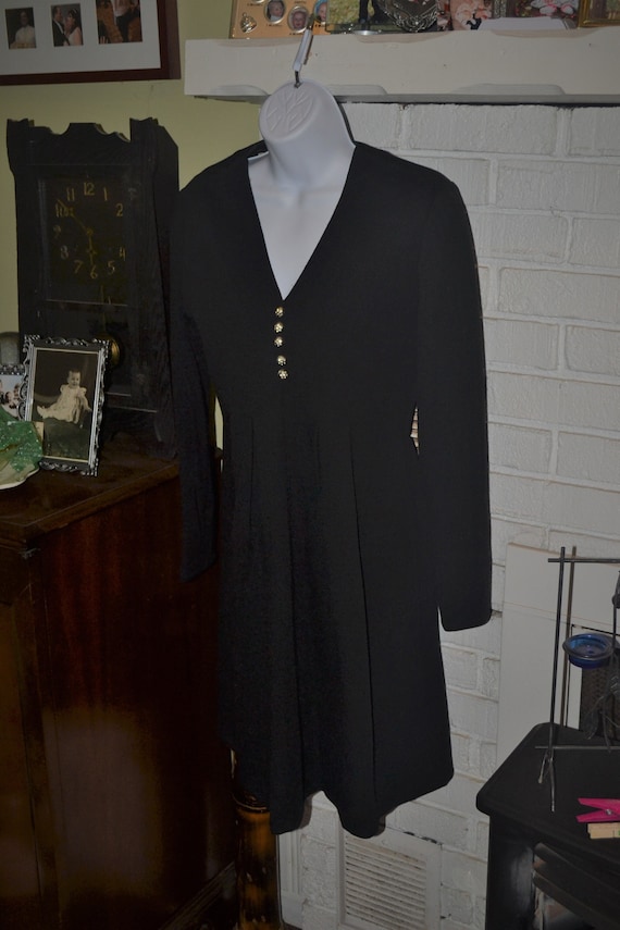 Vintage 1960s David Warren Little Black Dress wit… - image 1