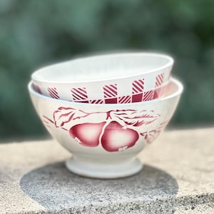 Vintage French Cafe Au Lait, Footed Bowls / Bols - Sold as Pair