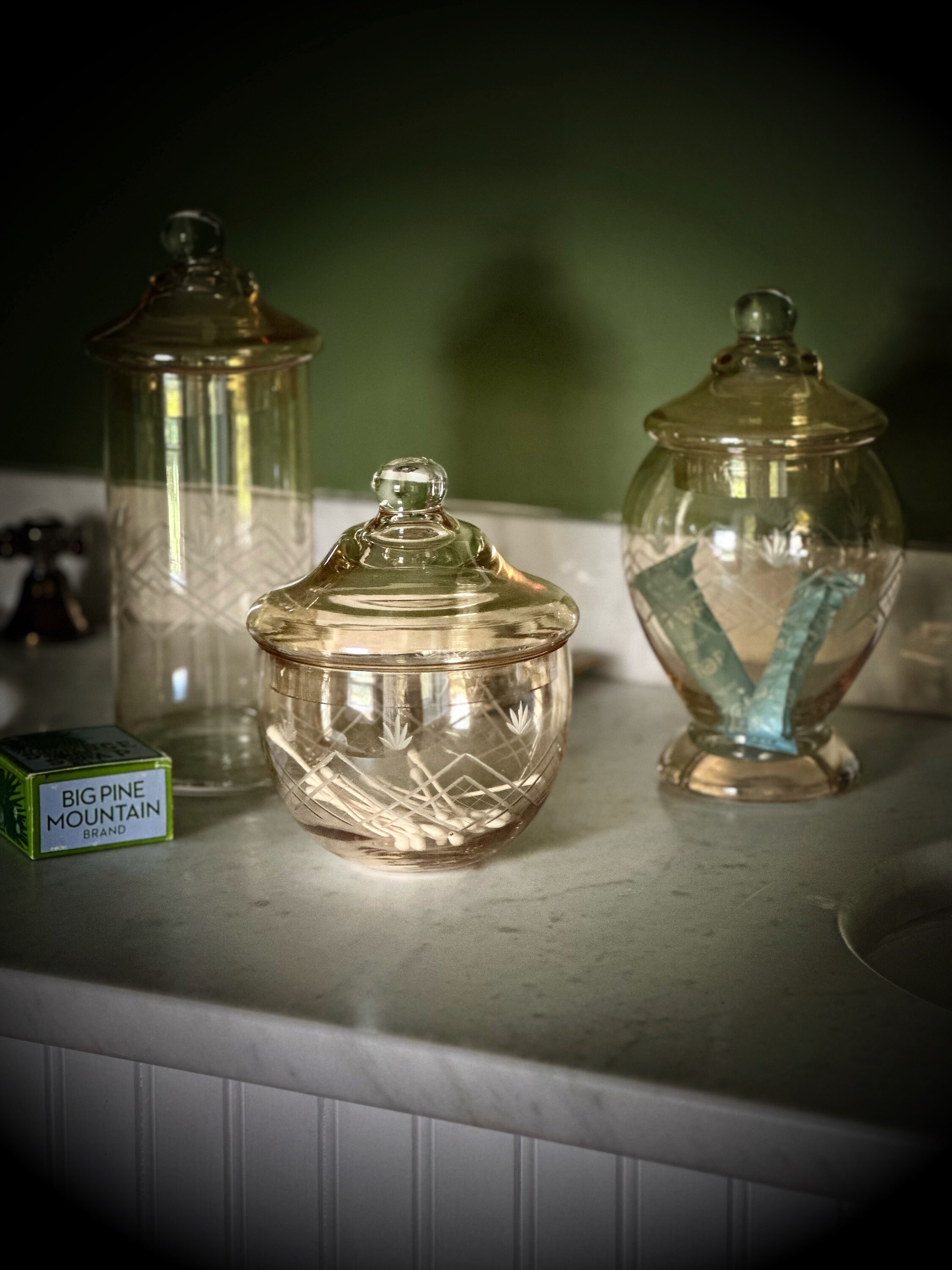 Glass Jar, Accessory Jar, Candle Jar, Bathroom Decor, Bathroom