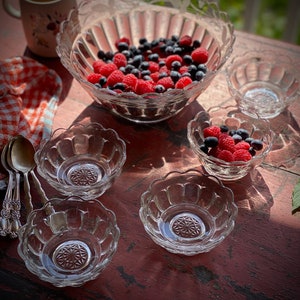 7pc Glass Bowl Set Crystal Clear Dessert Serving Bowls Fruit Salad