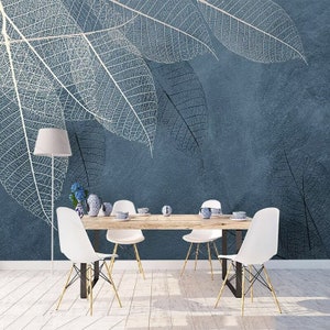 Blue Leaf Abstract Wallpaper Peel and Stick Wallpaper Self Adhesive Wallpaper Living Room Bedroom Creative Wall Sticker Blue Leaf wallpaper